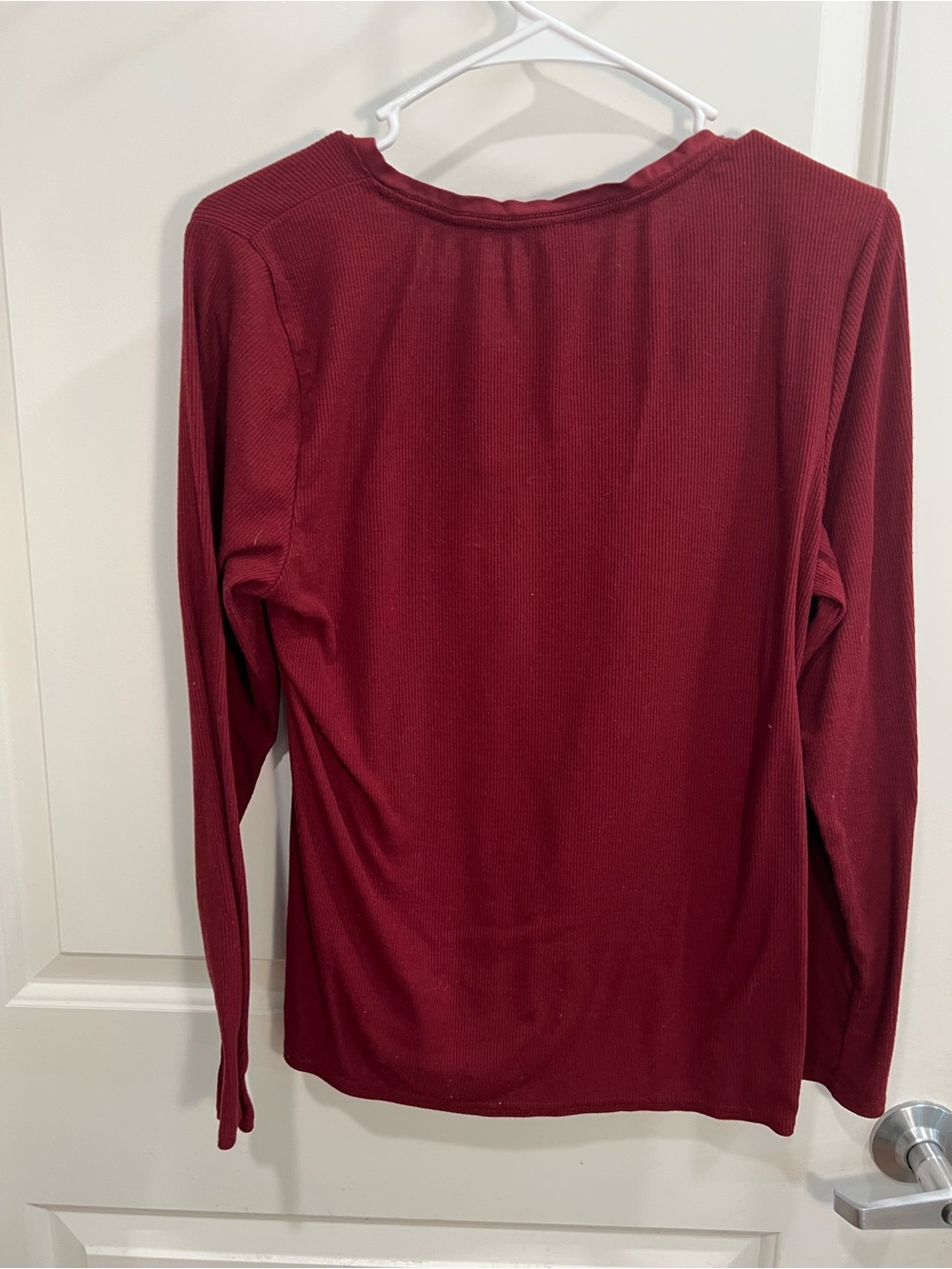 Calvin Klein Long-Sleeve Henley Top - Burgundy - Picture 2 of 3